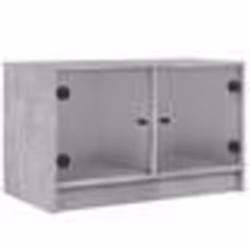 vidaXL Meuble TV avec portes en verre gris béton 68x37x42 cm