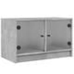 vidaXL Meuble TV avec portes en verre gris béton 68x37x42 cm
