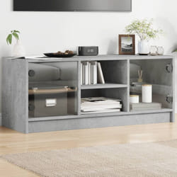 Vidaxl - Meuble tv avec portes en verre gris béton 102x37x42 cm