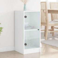 vidaXL Armoire latérale avec portes en verre blanc 35x37x75,5 cm