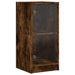 vidaXL Armoire latérale avec portes en verre chêne fumé 35x37x75,5 cm