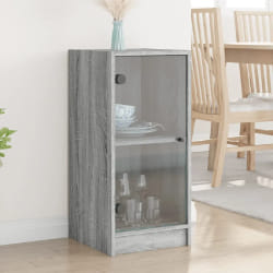 vidaXL Armoire latérale avec portes en verre sonoma gris 35x37x75,5 cm