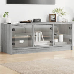 Vidaxl - Meuble tv avec portes en verre sonoma gris 102x37x42 cm