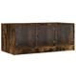 vidaXL Table basse avec portes en verre chêne fumé 102x50x42 cm