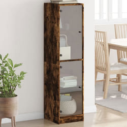 vidaXL Buffet avec portes en verre chêne fumé 35x37x142 cm