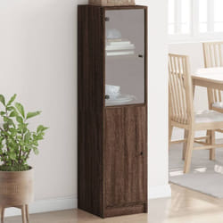 Buffet avec porte en verre chêne marron 35x37x142 cm Vidaxl