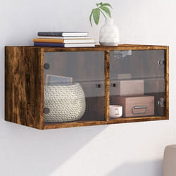 Armoire Murale Avec Portes En Verre Chêne Fumé 68,5x37x35 Cm Vidaxl