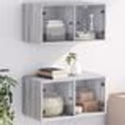 vidaXL Armoires murales portes vitrées 2 pcs sonoma gris 68,5x37x35 cm
