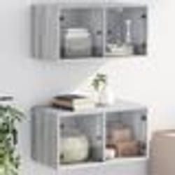 vidaXL Armoires murales portes vitrées 2 pcs sonoma gris 68,5x37x35 cm