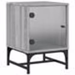 vidaXL Table de chevet avec porte en verre sonoma gris 35x37x50 cm