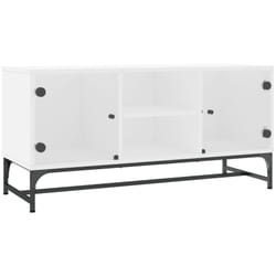 Vidaxl - Meuble tv avec portes en verre blanc 102x37x50 cm