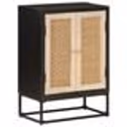 vidaXL Buffet noir 55x30x76 cm bois massif de manguier et fer