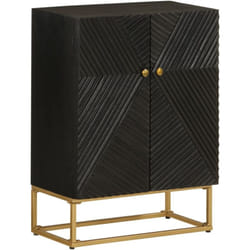 Vidaxl Buffet Noir 55x30x76 Cm Bois Massif De Manguier Et Fer