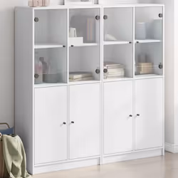 vidaXL Bibliothèque avec portes blanc 136x37x142 cm bois d'ingénierie