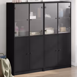 vidaXL Bibliothèque avec portes noir 136x37x142 cm bois d'ingénierie