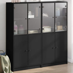 vidaXL Bibliothèque avec portes noir 136x37x142 cm bois d'ingénierie