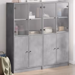 vidaXL Bibliothèque avec portes gris béton 136x37x142 cm