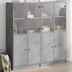 vidaXL Bibliothèque avec portes gris béton 136x37x142 cm