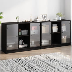 Vidaxl - Bibliothèque avec portes noir 204x37x75 cm bois d'ingénierie