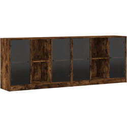 Vidaxl - Bibliothèque avec portes chêne fumé 204x37x75 cm