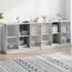 vidaXL Bibliothèque avec portes sonoma gris 204x37x75 cm