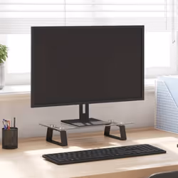 vidaXL Support de moniteur noir 40x20x8 cm verre trempé et métal