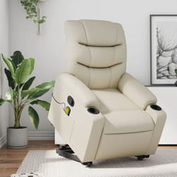 Vidaxl - Fauteuil inclinable de massage Crème Similicuir