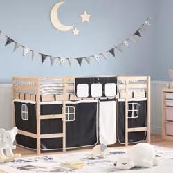 VidaXL 3206955 Lit pour enfant Noir, Blanc Polyester