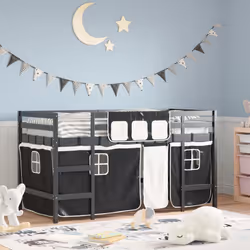 VidaXL 3206970 Lit pour enfant Noir, Blanc Polyester