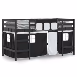 VidaXL 3206970 Lit pour enfant Noir, Blanc Polyester