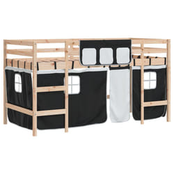 VidaXL 3206973 Lit pour enfant Noir, Blanc Polyester