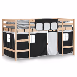 VidaXL 3206973 Lit pour enfant Noir, Blanc Polyester