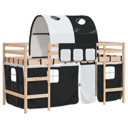 VidaXL 3206982 Lit pour enfant Noir, Blanc Polyester