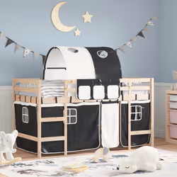 VidaXL 3206982 Lit pour enfant Noir, Blanc Polyester