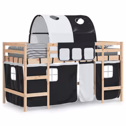 VidaXL 3206982 Lit pour enfant Noir, Blanc Polyester