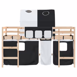VidaXL 3206982 Lit pour enfant Noir, Blanc Polyester - Vue supplémentaire 4