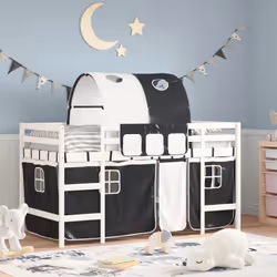 VidaXL 3206985 Lit pour enfant Noir, Blanc Polyester