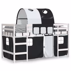 VidaXL 3206985 Lit pour enfant Noir, Blanc Polyester