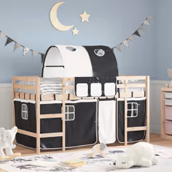 VidaXL 3206991 Lit pour enfant Noir, Blanc Polyester