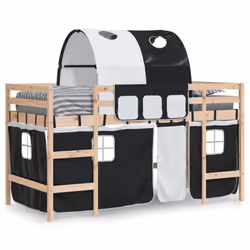 VidaXL 3206991 Lit pour enfant Noir, Blanc Polyester