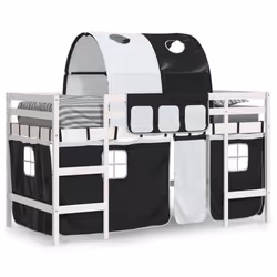 VidaXL 3206994 Lit pour enfant Noir, Blanc Polyester