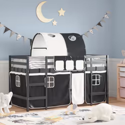 VidaXL 3206997 Lit pour enfant Noir, Blanc Polyester