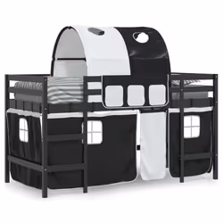 VidaXL 3206997 Lit pour enfant Noir, Blanc Polyester