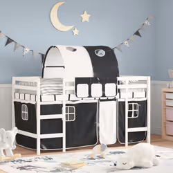 VidaXL 3207003 Lit pour enfant Noir, Blanc Polyester