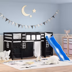 VidaXL 3207015 Lit pour enfant Noir, Blanc Polyester