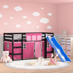 vidaXL Lit mezzanine enfants avec rideaux sans matelas rose 80x200cm