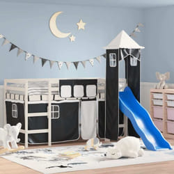 Vidaxl - Lit mezzanine enfants et tour sans matelas blanc noir 80x200cm