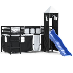 Vidaxl - Lit mezzanine enfants et tour sans matelas blanc noir 80x200cm