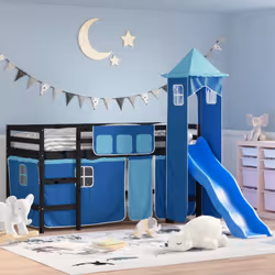 Ce lit mezzanine pour enfants est fabriqué en pin massif et est conçu pour recevoir et optimiser l'espace. Construction en bo ...
