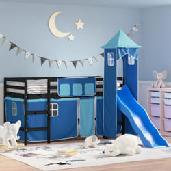 Vidaxl - Lit mezzanine enfants avec tour bleu 90x190 cm bois pin massif